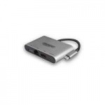 Eminent AB7872 USB Type-C USB Type-C, USB 3.0, LAN, HDMI Aluminium, Zwart kabeladapter/verloopstukje