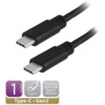 Ewent EW9648 1m USB C USB C Mannelijk Mannelijk Zwart USB-kabel