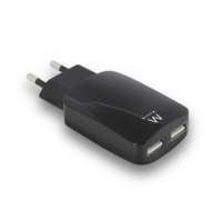 Ewent USB Charger 110-240V 2 port smart charging 3.1A black