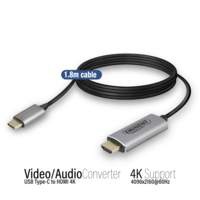 Eminent AB7874 1.8m USB C HDMI Type A (Standard) Zwart, Grijs video kabel adapter