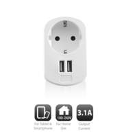 Ewent Stekker + 2USB poorten 5V 3.1A